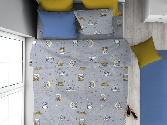 Σεντόνια Παιδικά Sweet Dreams (Σετ 3τμχ) 552 Grey DimCol Μονό 160x240cm 100% Βαμβάκι