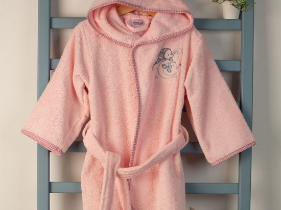 Μπουρνούζι Βρεφικό Με Κέντημα Dreaming Elephant 167 Pink DimCol