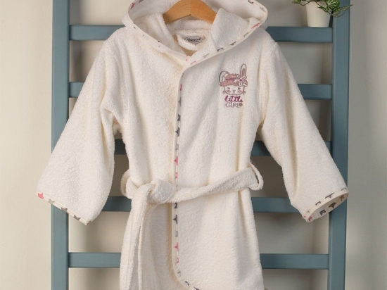 Μπουρνούζι Βρεφικό Με Κέντημα Rabbit Girl 147 White DimCol