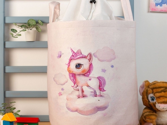Καλάθι Αποθήκευσης Παιδικό Unicorn 74 50X30X45cm Pink DimCol Πολυέστερ