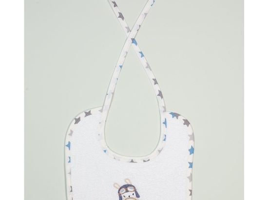 Σαλιάρα Με Κέντημα Airplane 157 White DimCol 25x25cm 100% Βαμβάκι