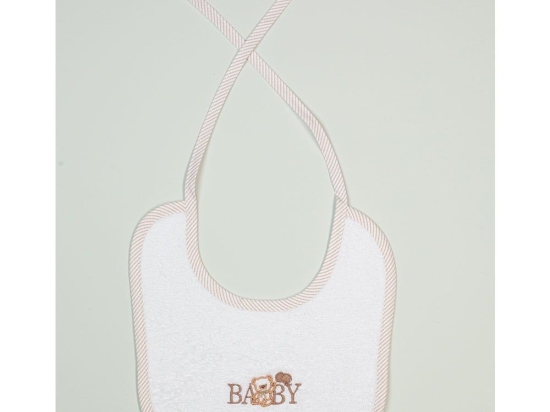 Σαλιάρα Με Κέντημα Baby Bear 163 White DimCol 25x25cm 100% Βαμβάκι