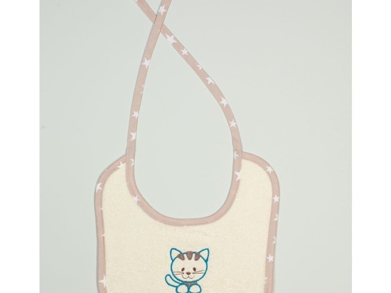 Σαλιάρα Με Κέντημα Kitty 138 Ecru DimCol 25x25cm 100% Βαμβάκι