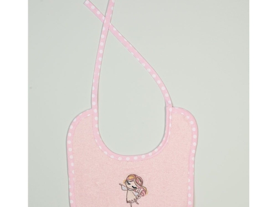 Σαλιάρα Με Κέντημα Little Angel 141 Pink DimCol 25x25cm 100% Βαμβάκι