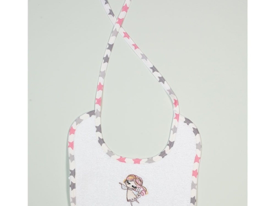 Σαλιάρα Με Κέντημα Little Angel 142 White DimCol 25x25cm 100% Βαμβάκι