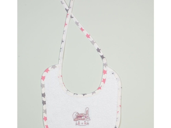 Σαλιάρα Με Κέντημα Rabbit Girl 147 White DimCol 25x25cm 100% Βαμβάκι