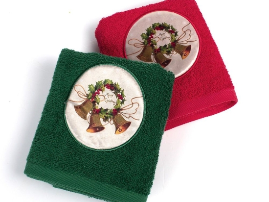 Πετσέτες Χριστουγεννιάτικες Jingle Bells (Σετ 2τμχ) Red-Green DimCol Σετ Πετσέτες