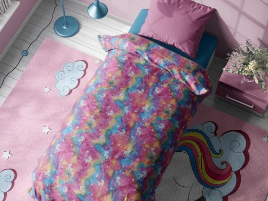 Κουβέρτα Παιδική Unicorn Fleece Φωσφοριζέ Multi DimCol Μονό 160x220cm Πολυέστερ