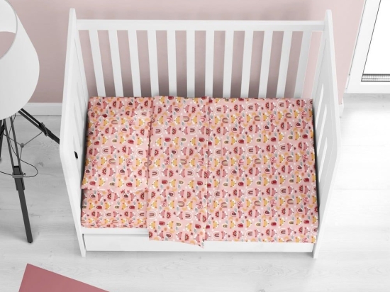 Σεντόνι Βρεφικό Fox 52 Με Λάστιχο Coral DimCol Κούνιας 70x150cm 100% Βαμβακερή Φανέλα
