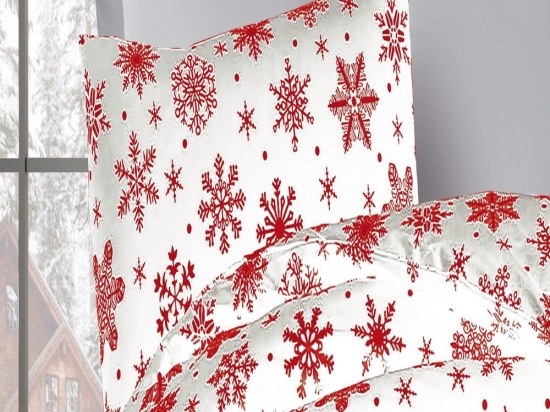 Μαξιλαροθήκη Snowflake 462 White-Red DimCol 50Χ70 Βαμβάκι-Πολυέστερ