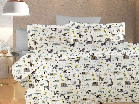 Μαξιλαροθήκη Παιδική Zoo 557 White-Grey DimCol 35X45 100% Βαμβάκι