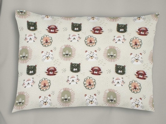 Μαξιλαροθήκη Παιδική Big Cats 27 Light Olive DimCol 35X45 100% Βαμβακερή Φανέλα