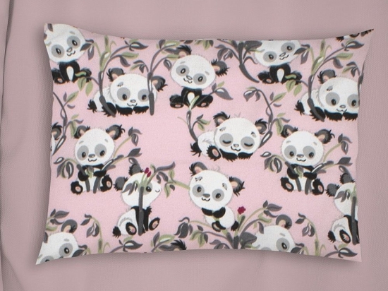 Μαξιλαροθήκη Παιδική Panda Bear 97 Pink DimCol 50Χ70 100% Βαμβακερή Φανέλα