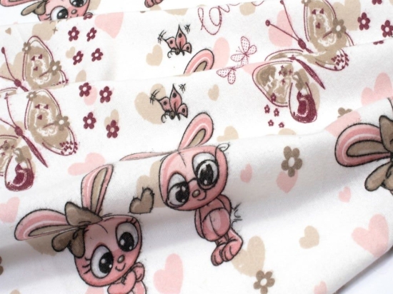 Πάνα Φανελένια Bunnies 30 White-Coral DimCol 80x80cm 100% Βαμβακερή Φανέλα
