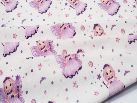 Πάνα Φανελένια Fairy 86 White-Lilac DimCol 80x80cm 100% Βαμβακερή Φανέλα