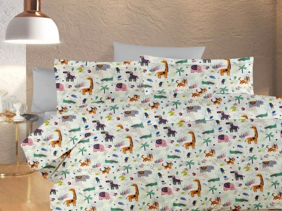 Πάπλωμα Βρεφικό Bebe Zoo 556 White-Multi DimCol 120x160cm 100% Βαμβάκι