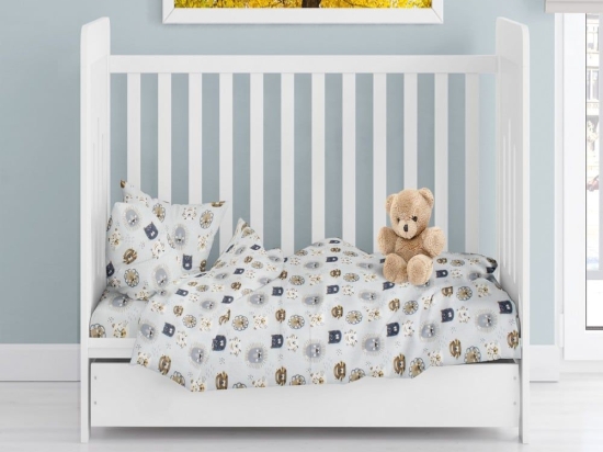 Παπλωματοθήκη Βρεφική Big Cats 28 Sky Blue DimCol 120x160cm 100% Βαμβακερή Φανέλα