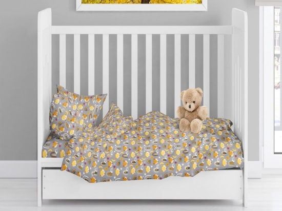 Παπλωματοθήκη Βρεφική Fox 53 Grey DimCol 120x160cm 100% Βαμβακερή Φανέλα