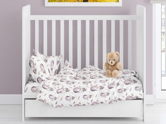 Παπλωματοθήκη Βρεφική Hot Air Balloon 78 Lilac DimCol 120x160cm 100% Βαμβακερή Φανέλα