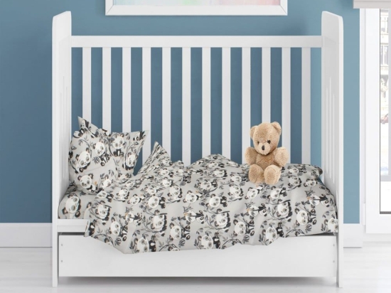 Παπλωματοθήκη Βρεφική Panda Bear 96 Grey DimCol 120x160cm 100% Βαμβακερή Φανέλα