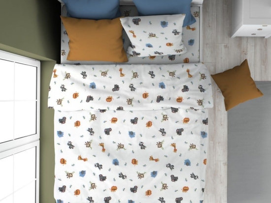 Παπλωματοθήκη Παιδική Bebe Zoo 29 Multi DimCol Μονό 160x240cm 100% Βαμβακερή Φανέλα