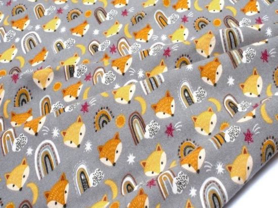 Σεντόνι Βρεφικό Fox 53 Grey DimCol Λίκνου 80x110cm 100% Βαμβακερή Φανέλα