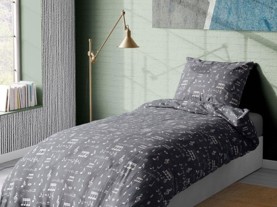 Μαξιλαροθήκη Παιδική Πεντάγραμμο 445 Grey DimCol 35X45 Βαμβάκι-Πολυέστερ