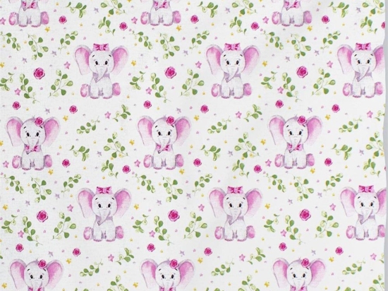 Πάνα Χασέ Elephant 173 White-Pink DimCol 80x80cm 100% Βαμβάκι