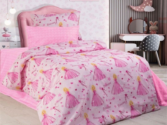 Σεντόνια Παιδικά Princess 392 (Σετ 3τμχ) Pink DimCol Μονό 160x240cm Βαμβάκι-Πολυέστερ