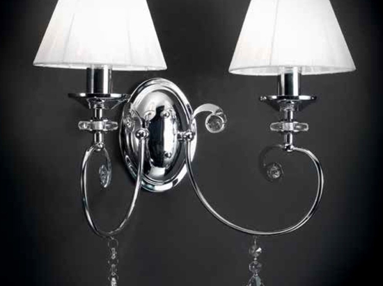 Φωτιστικό Τοίχου Capri/2L AP Chrome Ondaluce Μέταλλο,Γυαλί,Ύφασμα