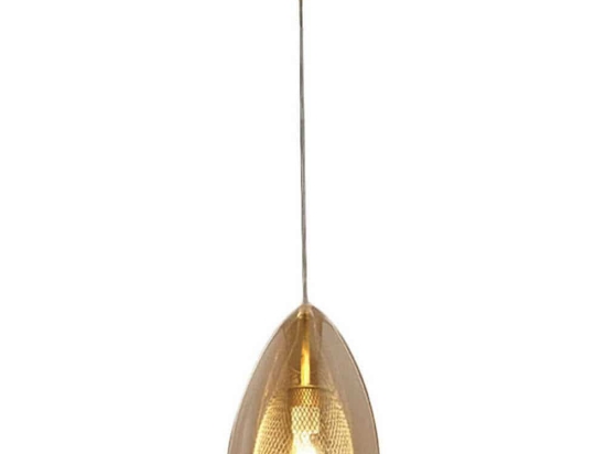 Φωτιστικό Οροφής Britton 3673-40-125 1x40W E27 Φ22cm 200cm Amber Fabas Luce Μέταλλο,Γυαλί