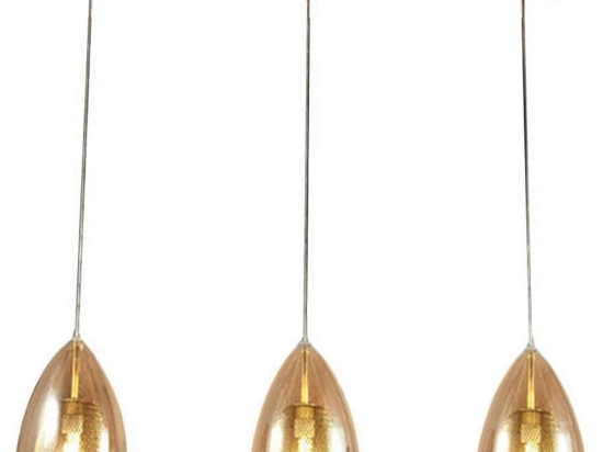 Φωτιστικό Οροφής - Ράγα Britton 3673-48-125 3x40W E27 112x200cm Amber Fabas Luce Μέταλλο,Γυαλί