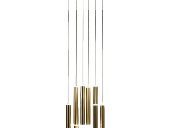 Φωτιστικό Οροφής Prado 3685-47-209 52W Led Φ3,7-Φ40cm 200cm Black-Brass Fabas Luce Μέταλλο, Μεθακρυλικό