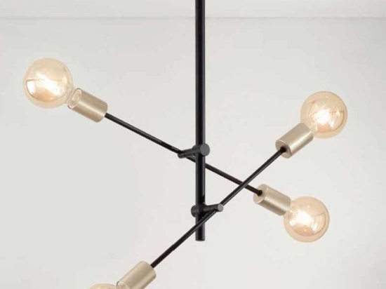 Φωτιστικό Οροφής 6604 N Ρυθμιζόμενο 4XE27 40W Φ42cm 75cm Black Perenz Μέταλλο