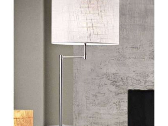 Φωτιστικό Επιτραπέζιο 6162 1XE27 40W Φ30cm 64cm Silver Με Αμπαζούρ White Perenz Μέταλλο,Ύφασμα