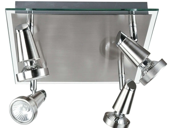 Φωτιστικό Οροφής - Σποτ Miami SPOT-MIAMI PL4 Ρυθμιζόμενο 4xGU10 5W Led 26x26x12cm Nickel Intec Μέταλλο,Γυαλί