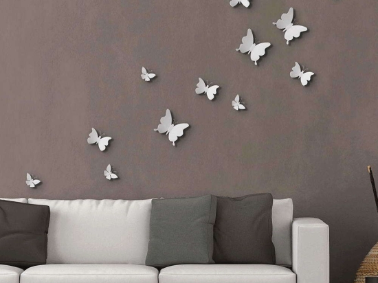 Αυτοκόλλητα Τοίχου Πολυπροπυλενίου Butterflies 3D 24001 White Ango