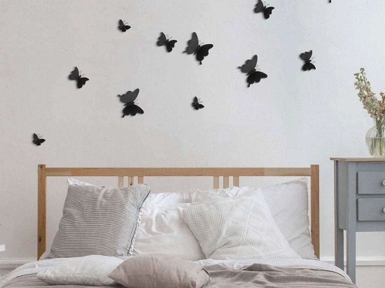 Αυτοκόλλητα Τοίχου Πολυπροπυλενίου Butterflies 3D 24002 Black Ango