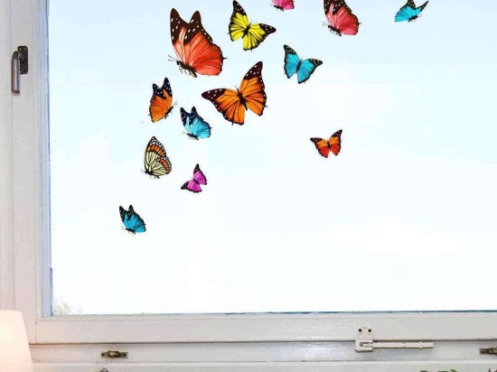 Αυτοκόλλητα Τοίχου/Τζαμιού Βινυλίου Butterflies S 69002 Multi Ango