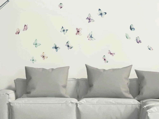 Αυτοκόλλητα Τοίχου Βινυλίου Watercolour Butterflies 54117 72x58cm Multi Ango