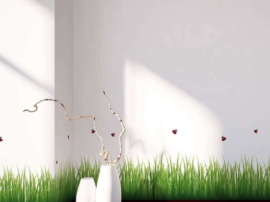 Αυτοκόλλητες Μπορντούρες Βινυλίου Grass & Ladybugs 53004 198x30cm Green Ango Βινύλιο