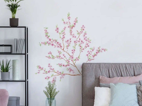Αυτοκόλλητα Τοίχου Βινυλίου Peach Brance 70x70cm Pink-Lila Ango Βινύλιο