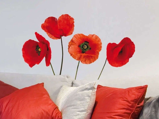 Αυτοκόλλητα Τοίχου Βινυλίου Poppies 54101 72x58cm Red Ango Βινύλιο