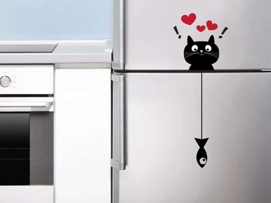 Αυτοκόλλητα Τοίχου Βινυλίου Family Cat & Fish 59002 15x24cm Black Ango Βινύλιο
