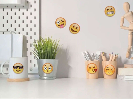 Αυτοκόλλητα Τοίχου Βινυλίου Emoji 59014 15x24cm Yellow Ango Βινύλιο