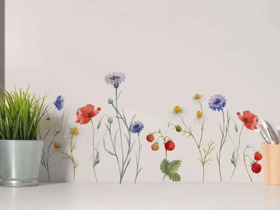 Αυτοκόλλητα Τοίχου Βινυλίου Field Flowers 59178 45x35cm Multi Ango Βινύλιο