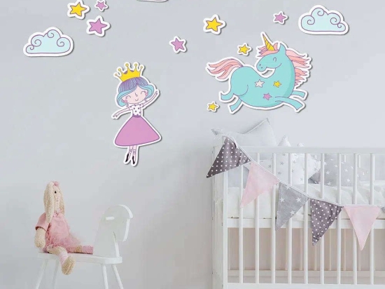 Αυτοκόλλητα Τοίχου Unicorns Princess M 11113 Multi Ango Βινύλιο