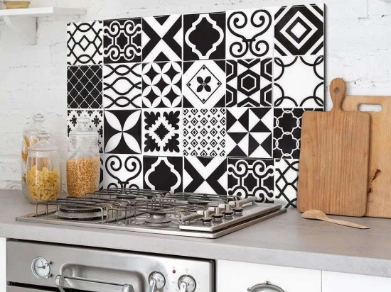 Πάνελ Εστίας B & W Azulejos 86206 72x48x0,3cm Black-White Ango