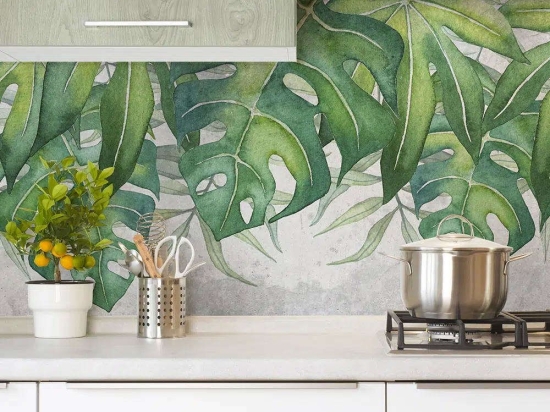Αυτοκόλλητο Κάλυμμα Προστασίας Τοίχου Tropical 67605 240x60x0,05cm Green-Grey Ango Pet
