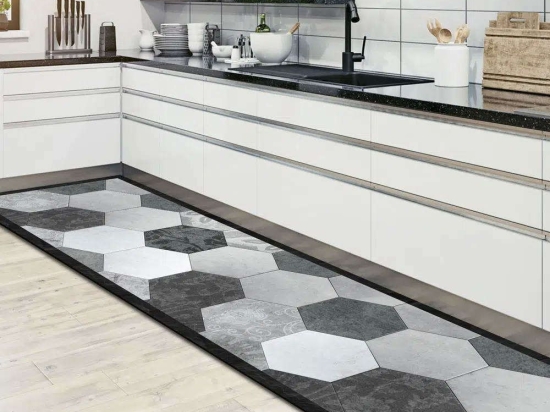 Διάδρομος Βινυλίου Grey Exagons 83710 Black-Grey Ango 50x240 Βινύλιο